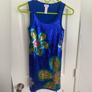 Blue sparkly floral dress, size 10 girls.